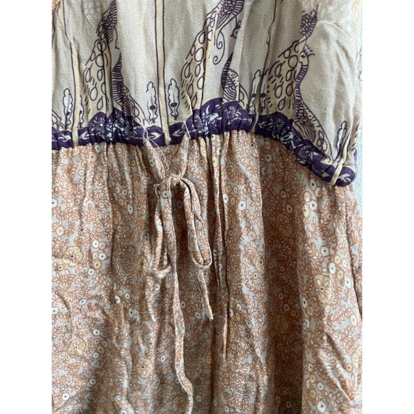Spell & Gypsy Romper Women M Beige Purple Floral Paisley Play Drawstring Boho - Picture 8 of 10